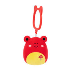 Squishmallows Schlüsselanhänger Obu der rote Tropenfrosch mit Pilzstickerei, 9 cm