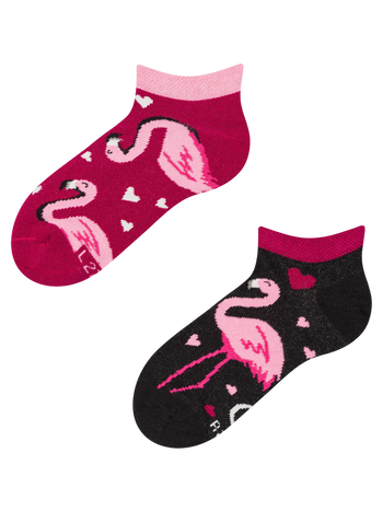 Lustige Knöchelsocken für Kinder Flamingos und Herzen