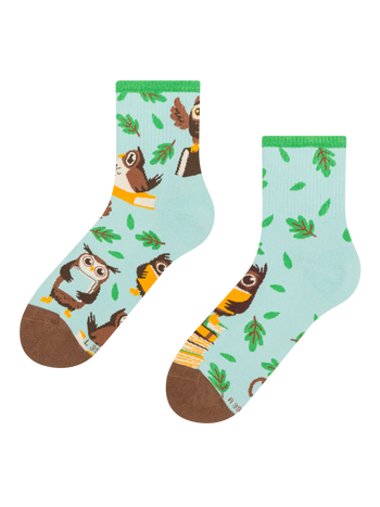Lustige Crewsocken Eule und Bücher