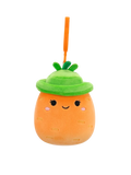 Squishmallows Clip-On Caroleena die orangefarbene Karotte mit Eimerhut, 9 cm