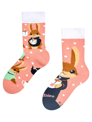 Lustige warme Socken für Kinder Hase & Tee