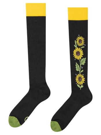 Lustige Kniestrümpfe Sonnenblumen bei Nacht