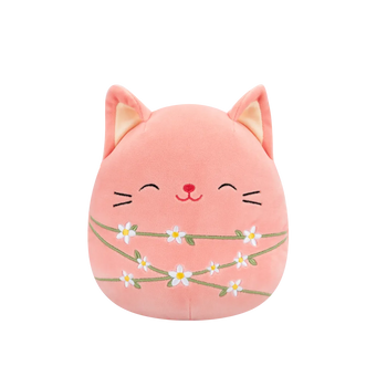 Squishmallows Wilka die Pfirsichkatze, eingewickelt mit Blumenstielen, 20 cm