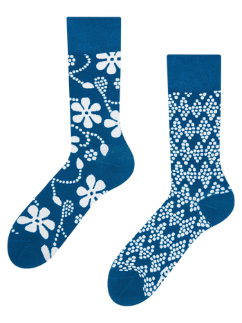 Lustige Bambussocken Blaudruck