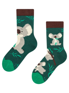 Lustige Kindersocken Koala und Blätter