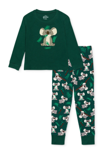 Lustiger Pyjama für Kinder Koala und Blätter