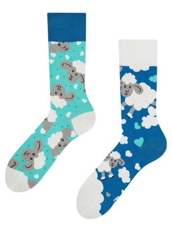 Lustige Socken - Schafe und Wolken