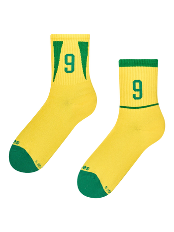 Gerippte Mid-Calf-Socken Brasilianische Fußballlegende