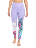 Lustige Sportleggings Lama und Blumen