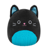 Squishmallows Eponine - Schwarze Katze mit neonblauem Plüschbauch und Glitzerohren, 20 cm