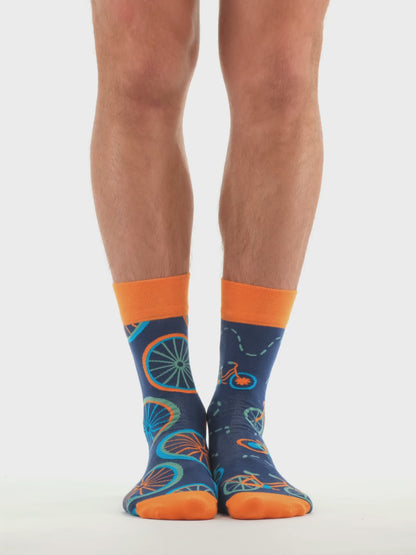 Lustige Socken Oranges Fahrrad