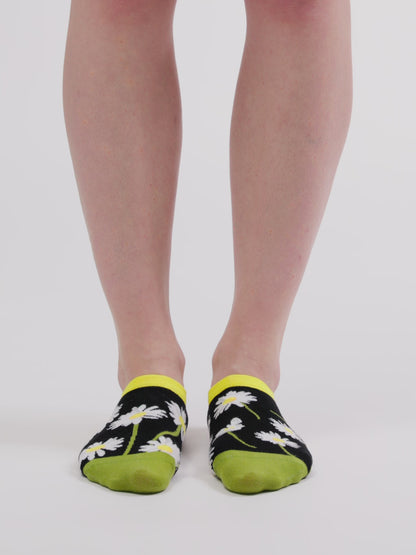 Lustige Sneakersocken Gänseblümchen in der Nacht