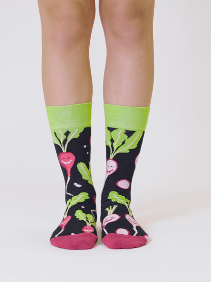 Lustige Socken Fröhliches Radieschen