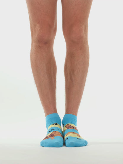 Lustige Knöchelsocken Hunde und Streifen