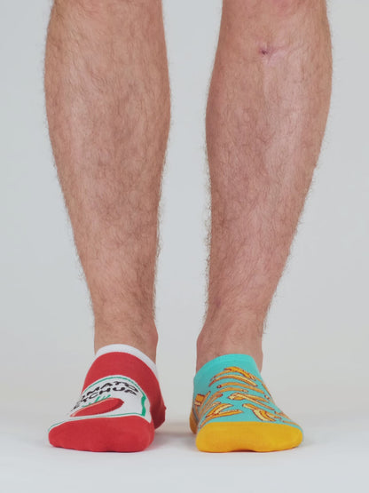 Lustige Sneakersocken Pommes mit Ketchup